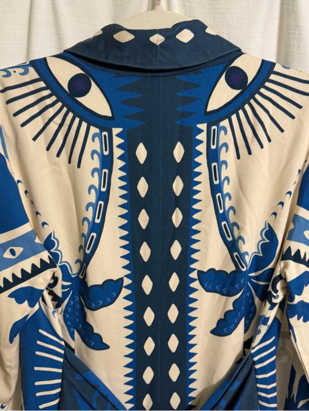 Farm Rio Palm Tree and Evil Eye Long-Sleeve Blazer Dress Size Small Petite - Picture 5 of 12